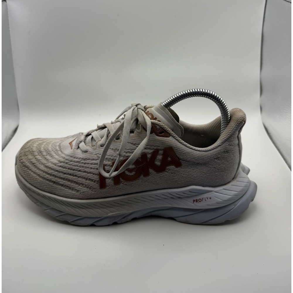 Hoka Mach 5 Running Shoes Women 6.5 Cream Copper Good ProFly+ Road Sneakers